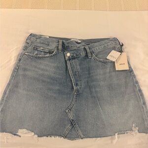 Agolde Light Blue Criss Cross Jean Skirt